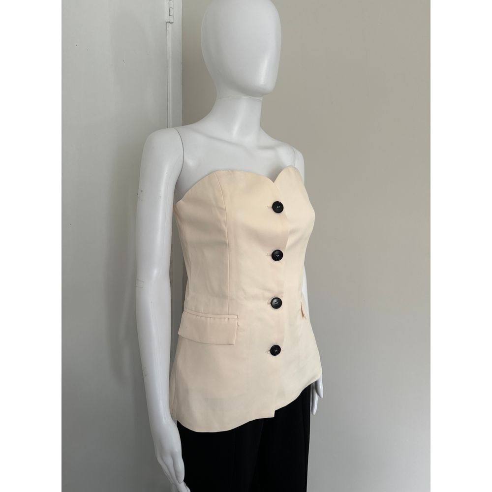 Commense Cream Strapless Corset Tube Top Button Front Vest Size S - Picture 5 of 15